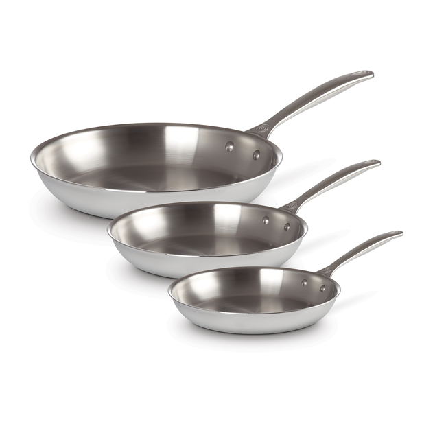 Set of 3 Stainless Steel Fry Pans, view 1